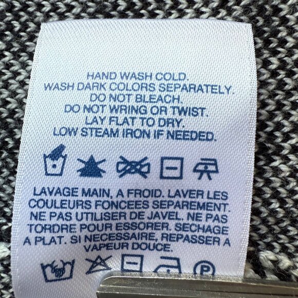 Lands End Size XL 18 Black & White Houndstooth Shawl Collar Long Cardigan Jacket - Picture 8 of 15